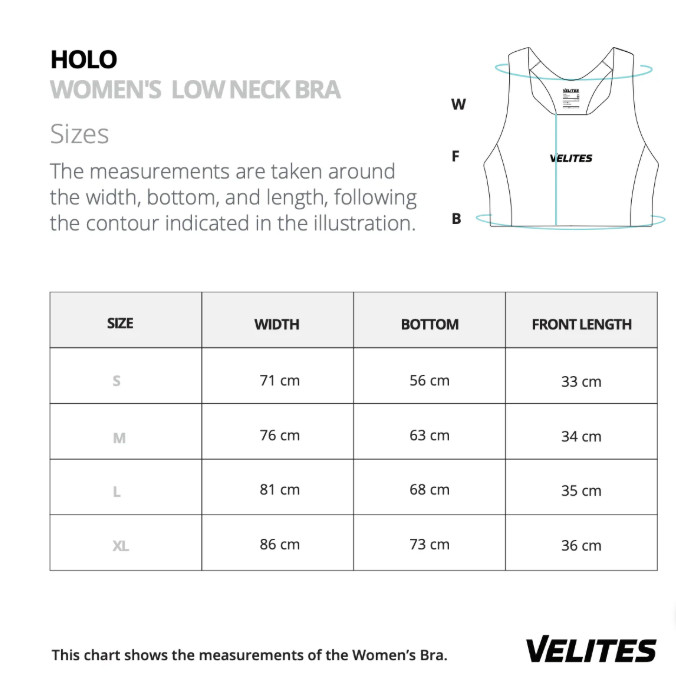 guide des tailles VELITES brassiere low neck