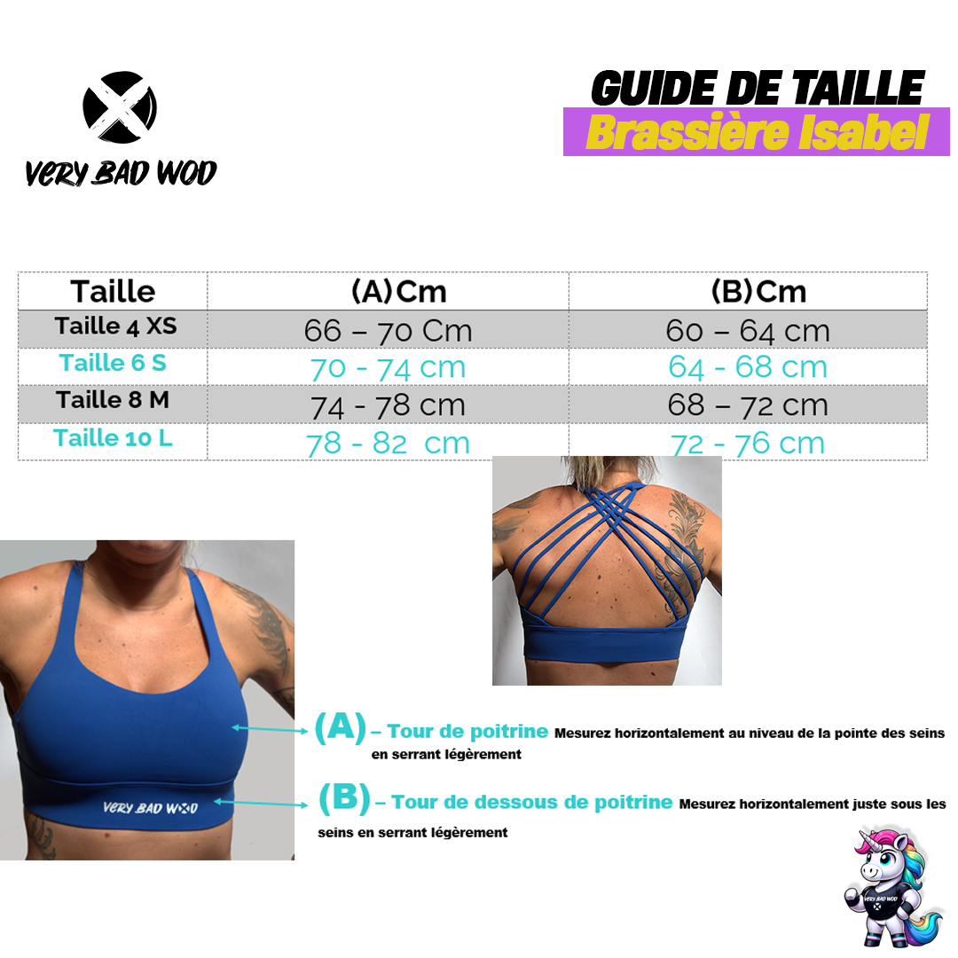 Guide des tailles brassière Isabel very bad wod