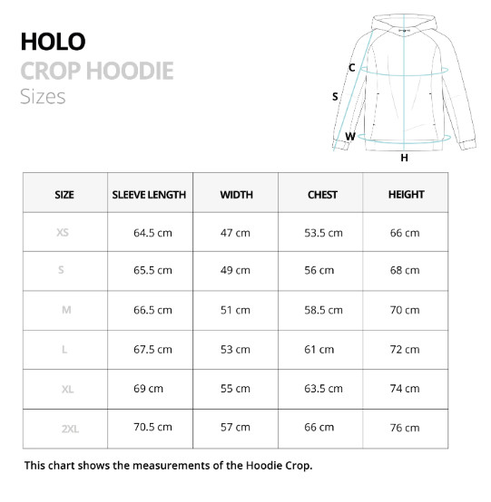 guide des tailles crop hoodie VELITES CROSSFIT GAMES 2025