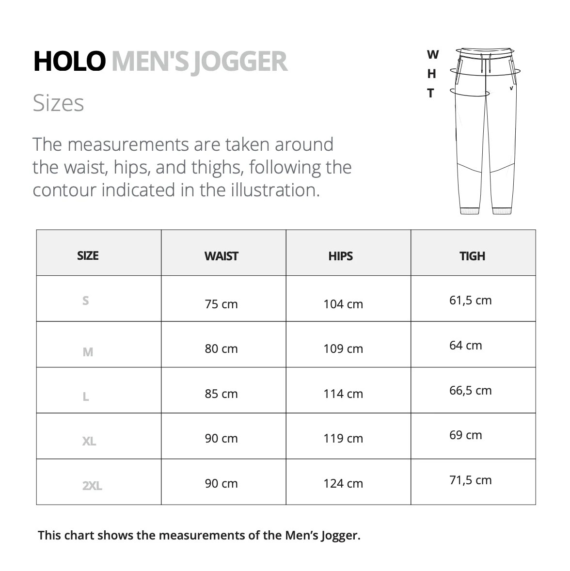 Guide des tailles HOLO jogging velites