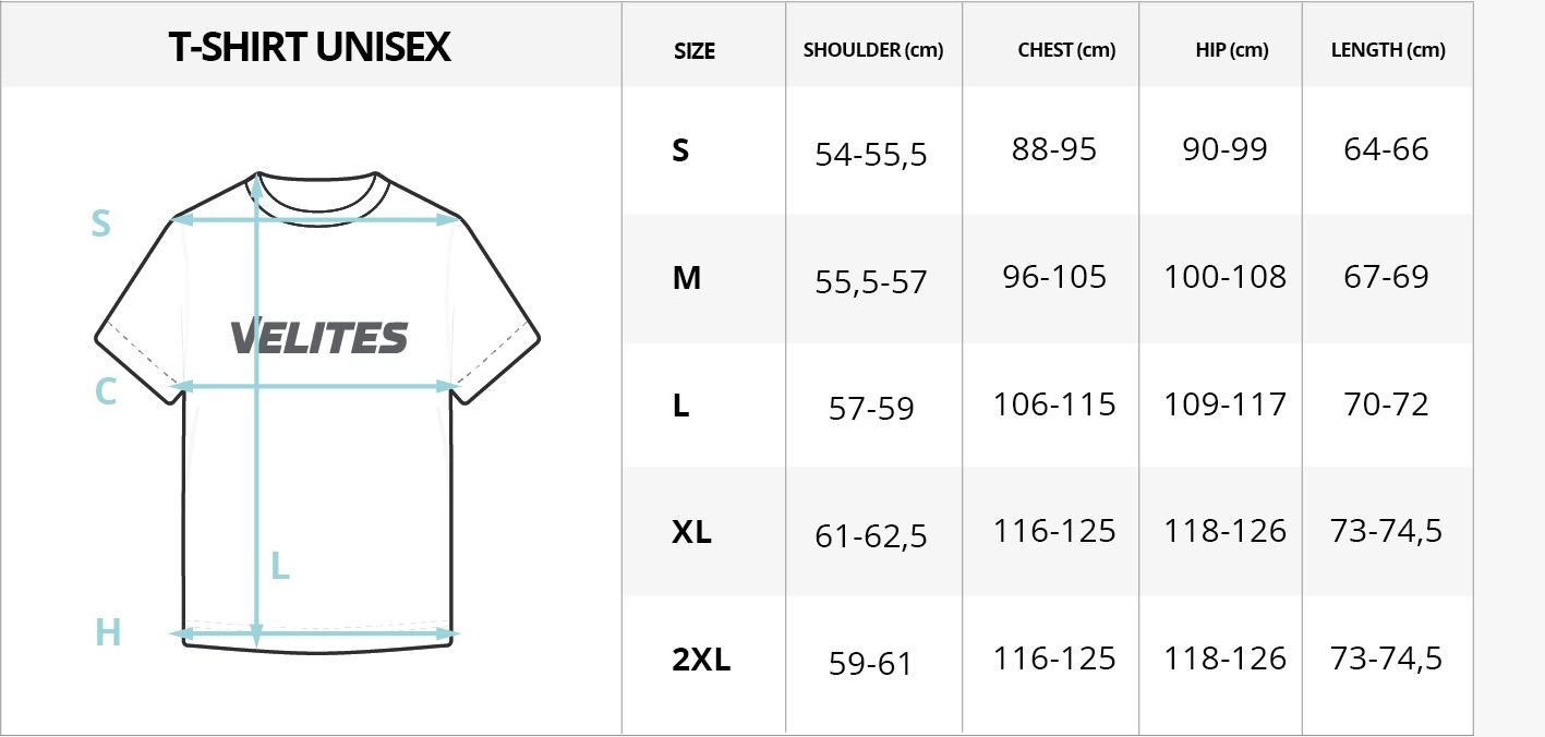guide des tailles VELITES t shirt holo classique