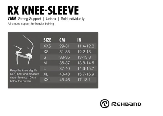 rehband knee sleeves size chart