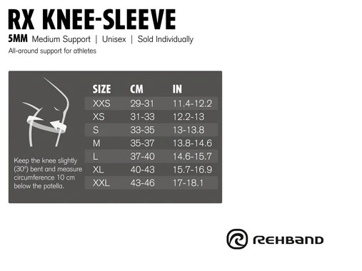 Guide des tailles rehband x wfp