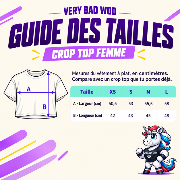Guide des tailles crop top Very Bad Wod