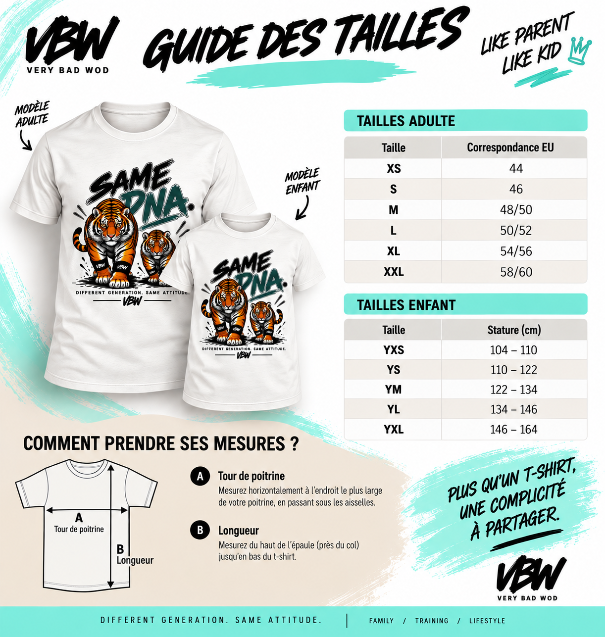 guide des tailles t shirt parent enfant crossfit