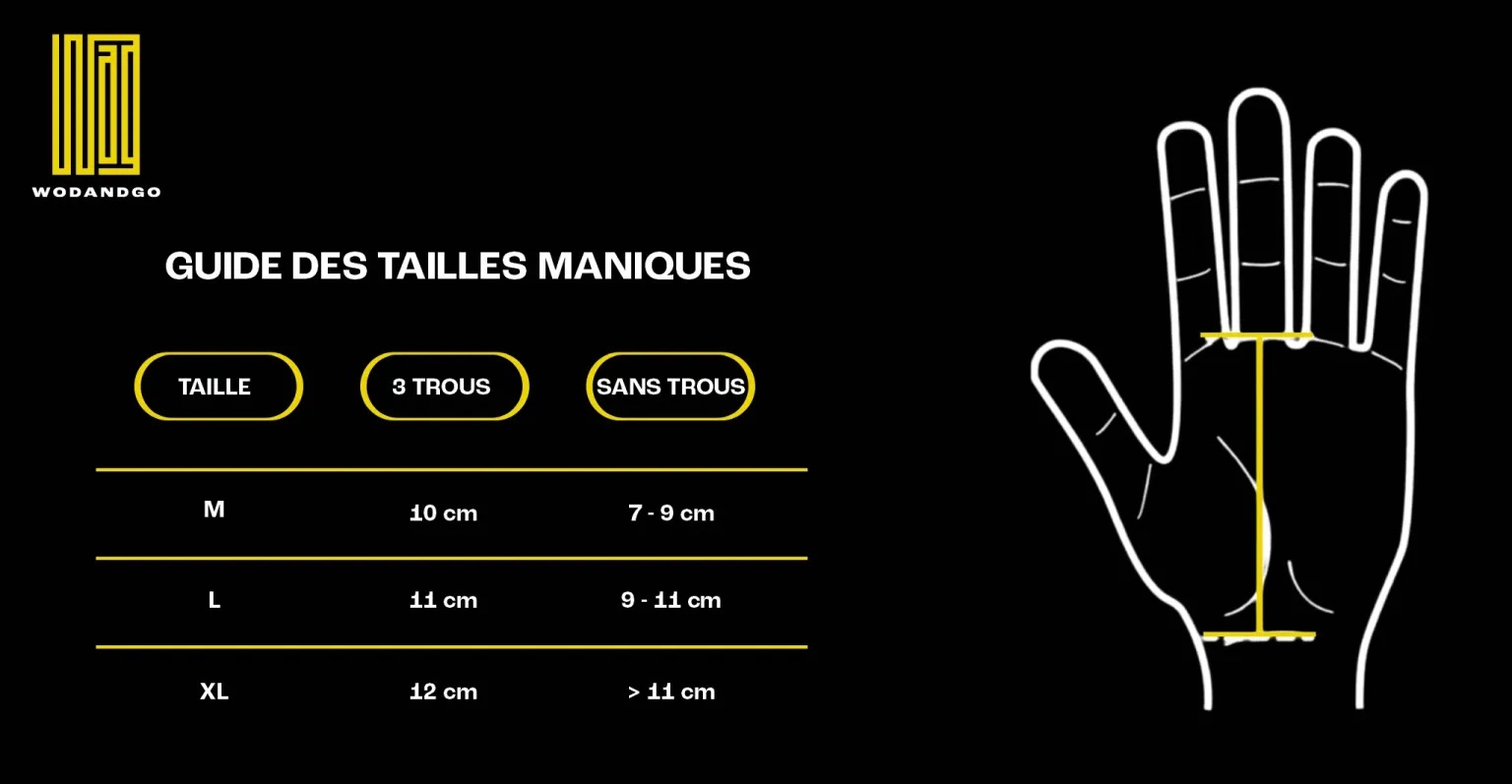 Guide de tailles maniques gym carbon grip wodandgo
